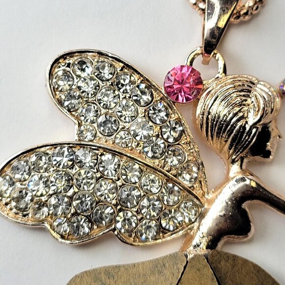 Fairy With Crystal Wings Pendant Necklace - Picture 4 of 10